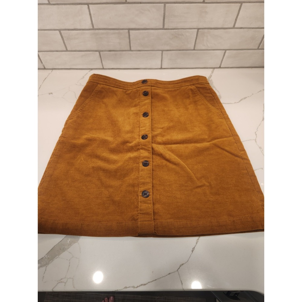 J. Crew Brown Corduroy 6 Button‎ Mustard Brown Zip Back Lined Mini Skirt Size 8